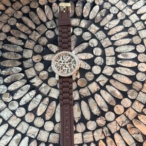 Sophisticated Brown Watch with Crystal Detailing